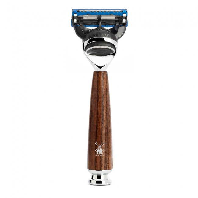 Muhle Rytmo, Steamed Ash 4-Piece Pure Badger Gillette Fusion Shaving Set